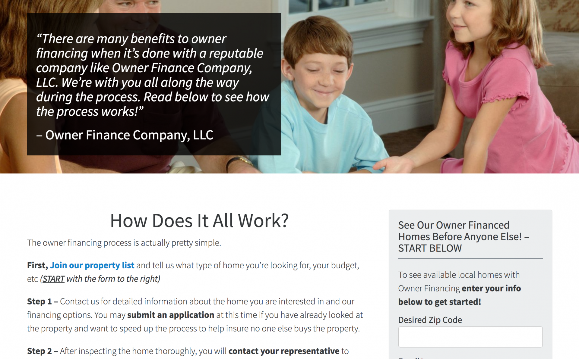 Owner Financing How It Works page