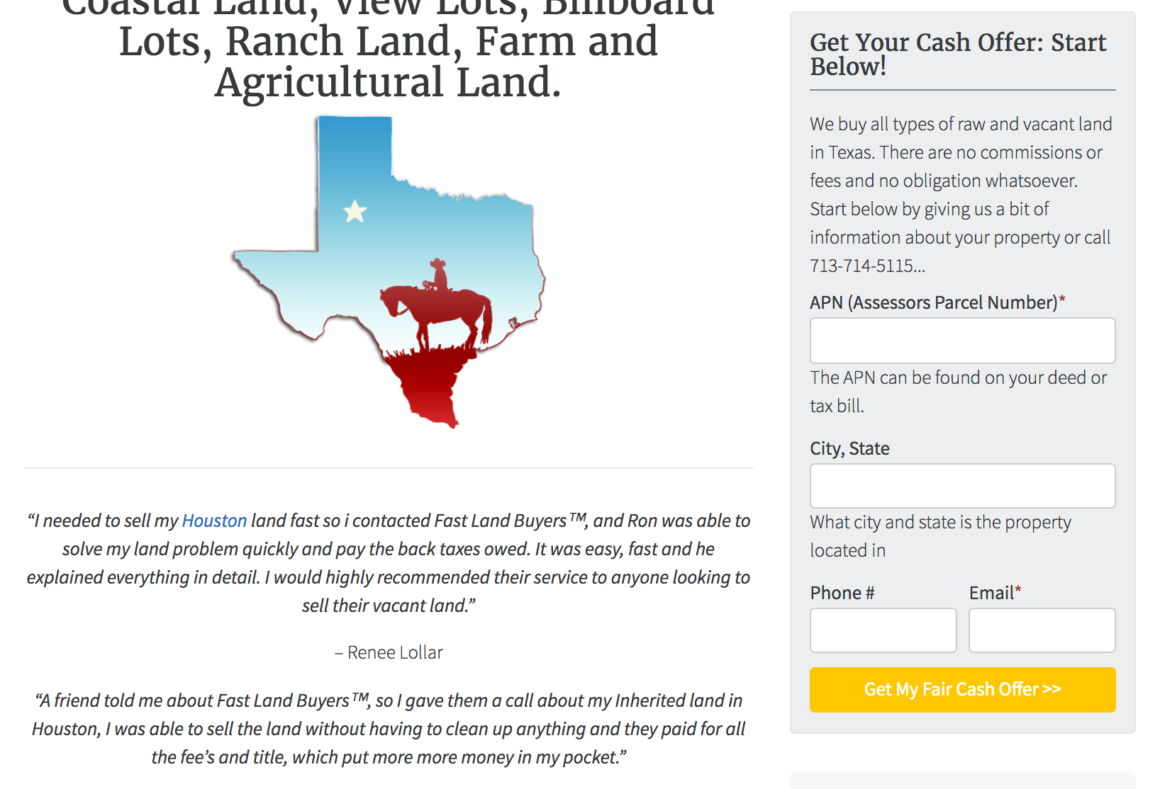 Motivated Land Seller Website Lead Form