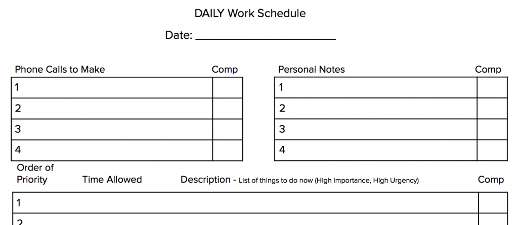 daily productivity worksheet