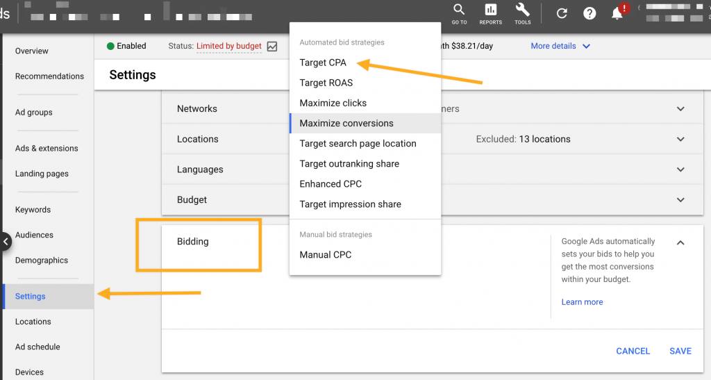 Google Ads Target CPA Bidding Strategy