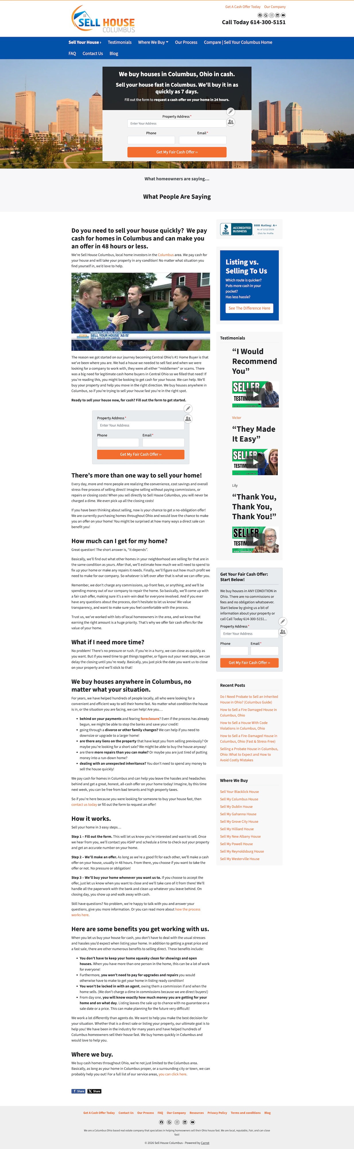 Sell Columbus House - Before CarrotPro Website Design