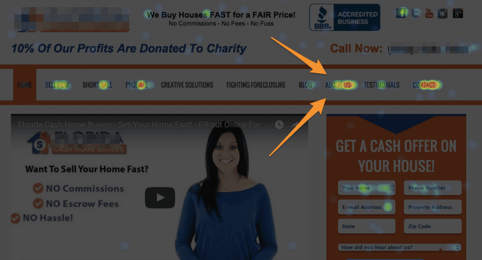 our company page hotspot on heatmap