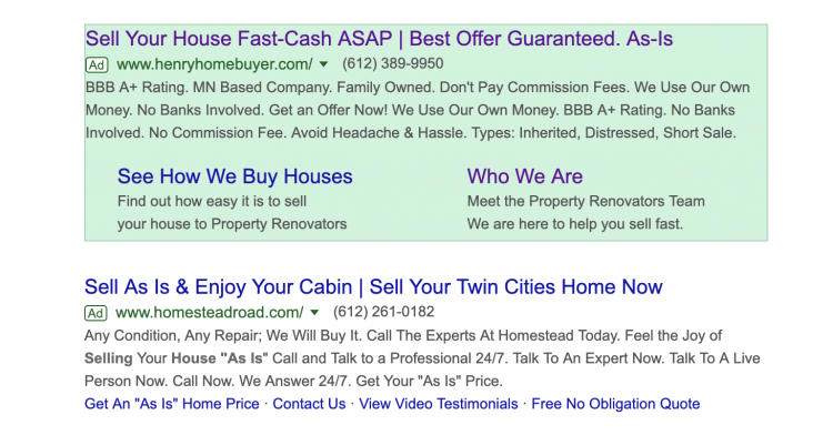 google ads traffic ad example