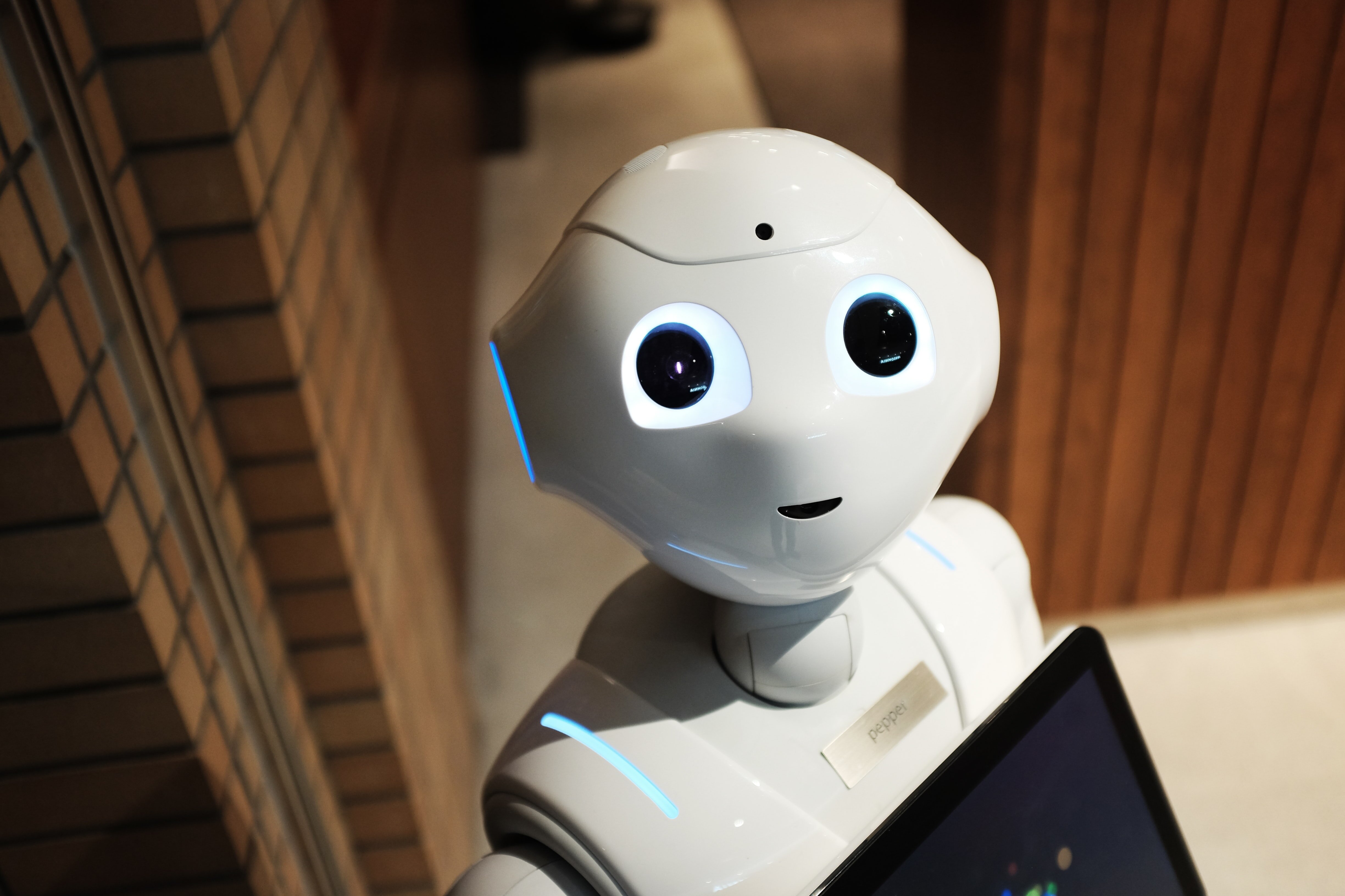 Friendly face of a robot that uses chatbot AI. Is this the future of ChatGPT?