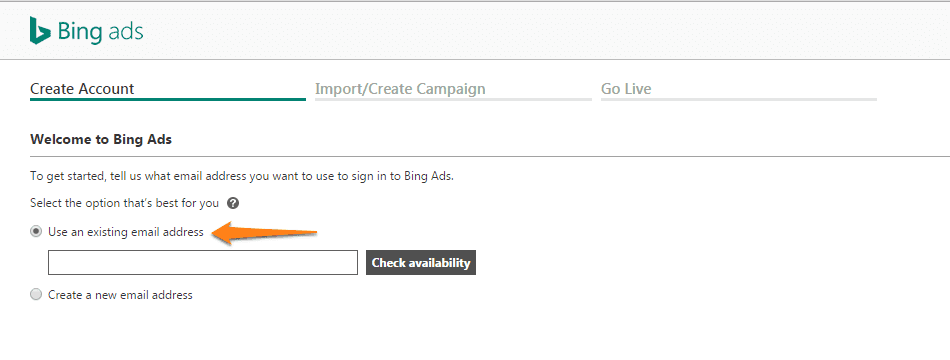 bing ads account creation