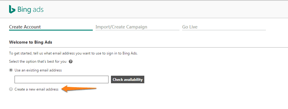 create a bing ads account 3
