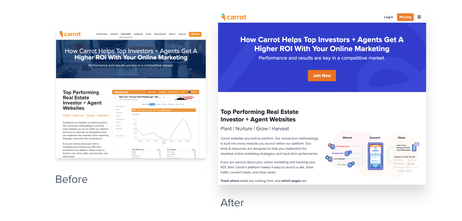 header rebrand before and after