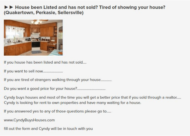 craiglist house listed
