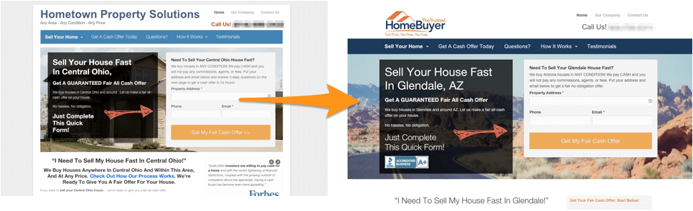custom real estate investor website design