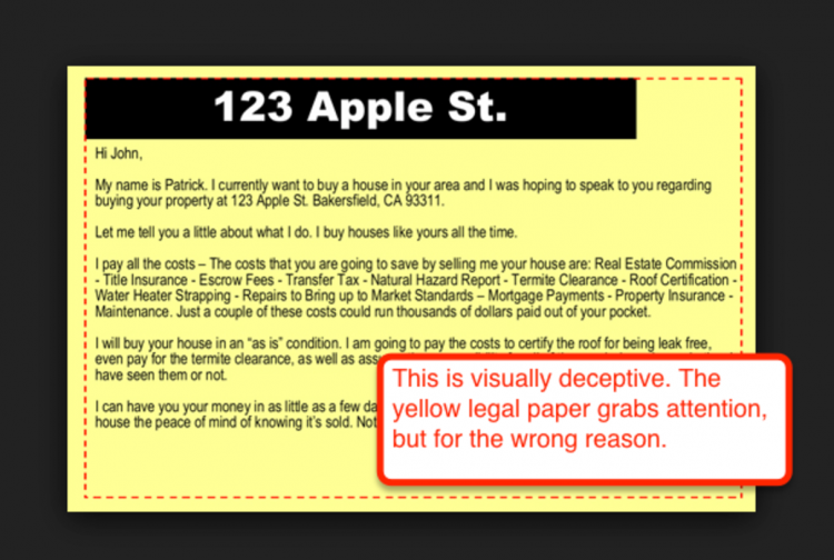 real estate direct mail yellow letter