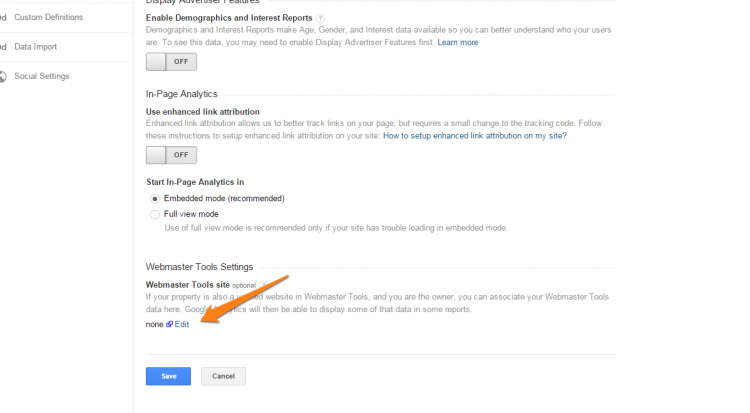 edit link to sync GWT and GA
