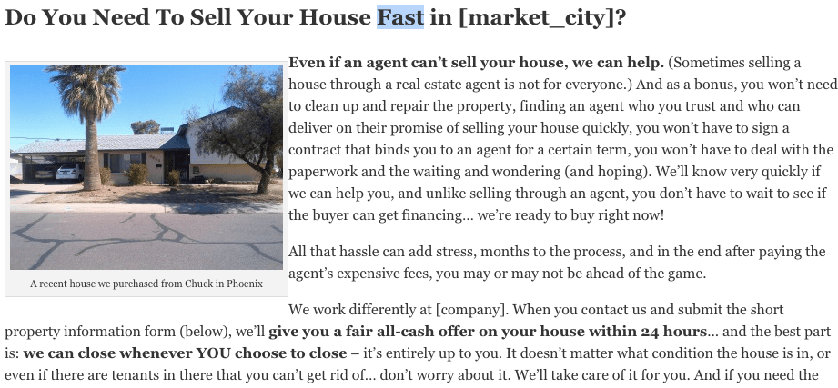 custom real estate investing website content
