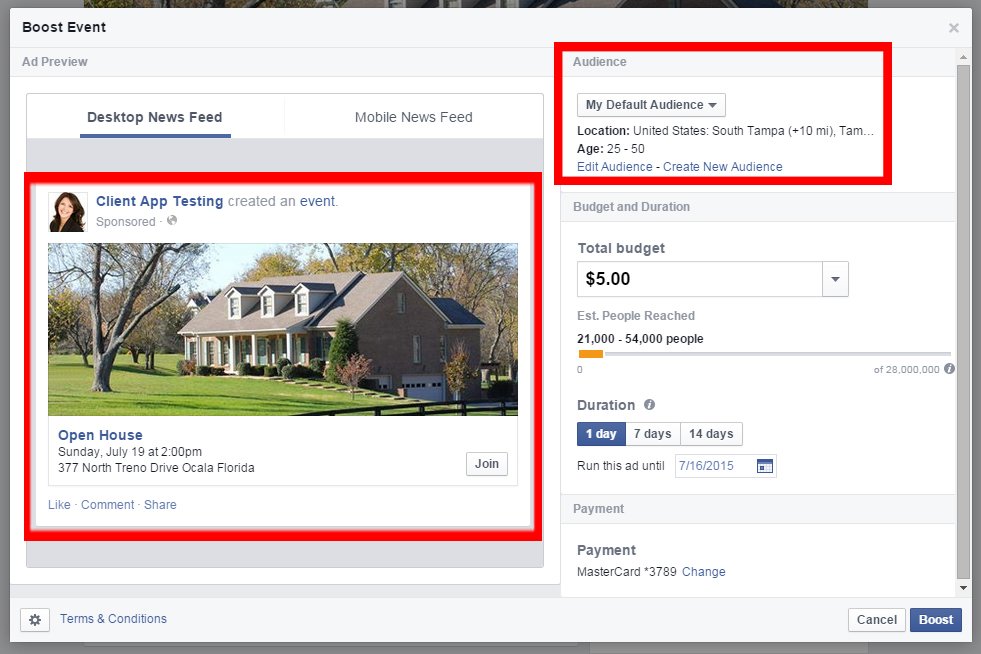 Open house Facebook event