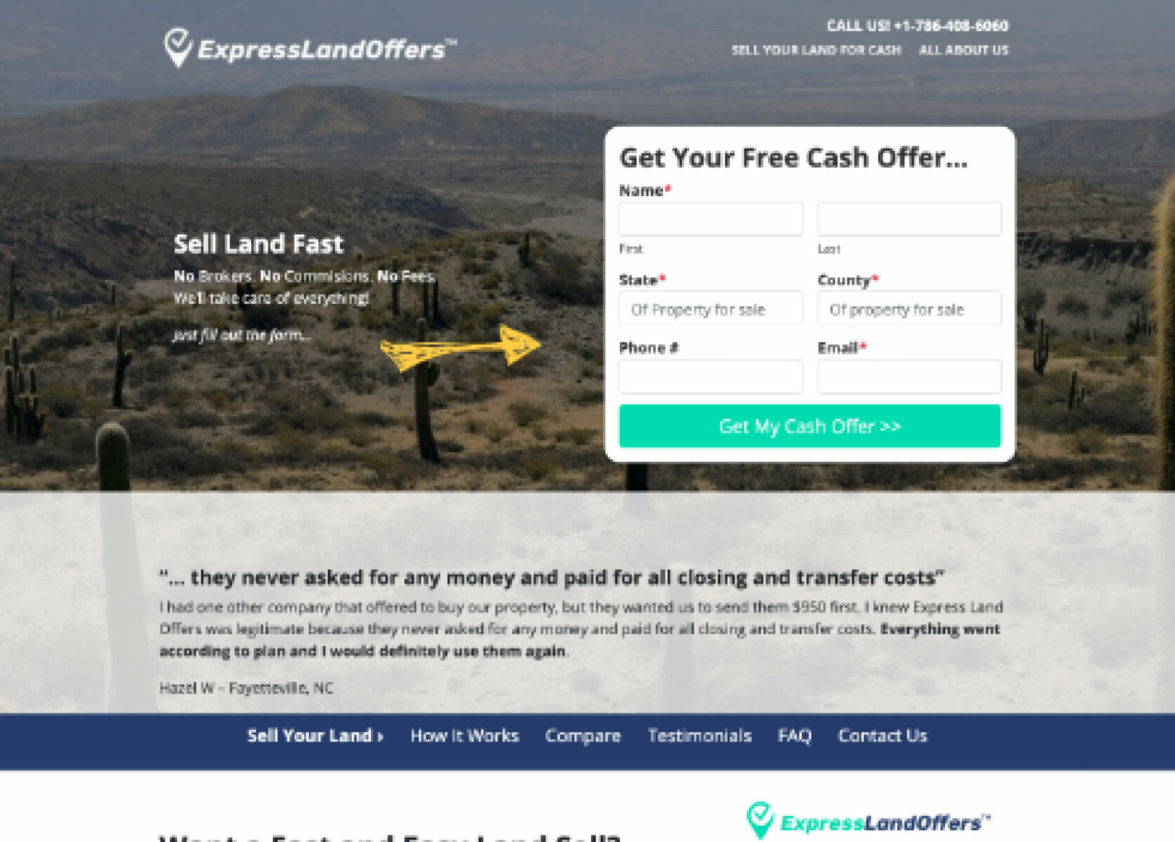Express Land Offers homepage