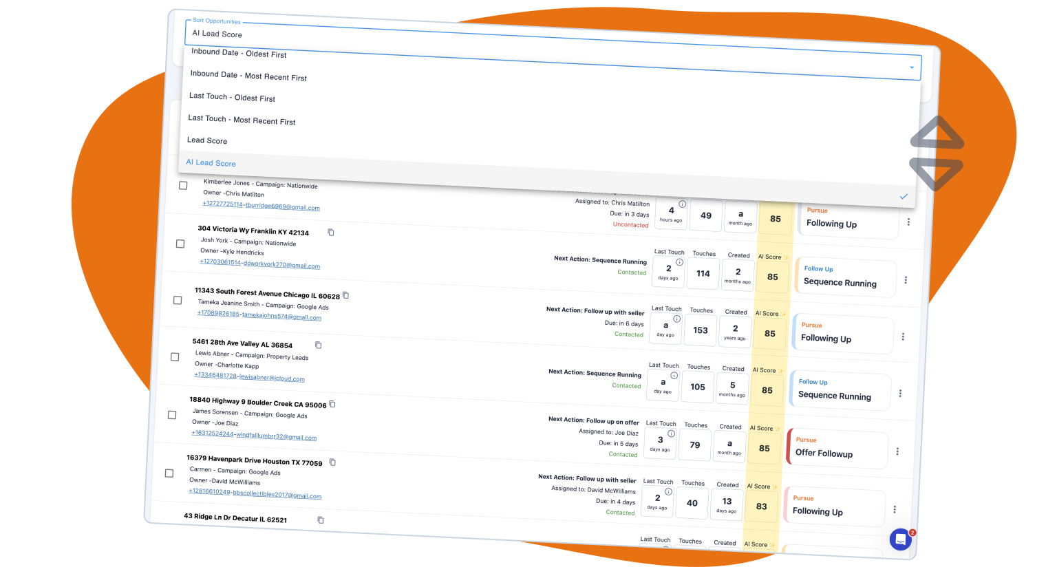Carrot CRM AI Lead Scoring - Filter by highest lead score