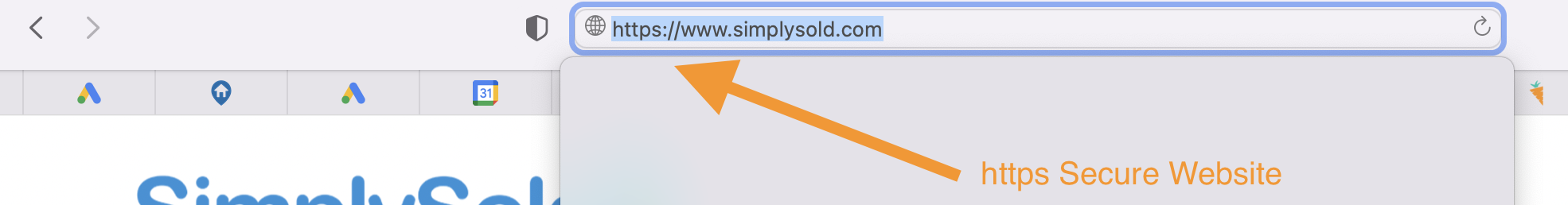Website showing it is HTTPS secure
