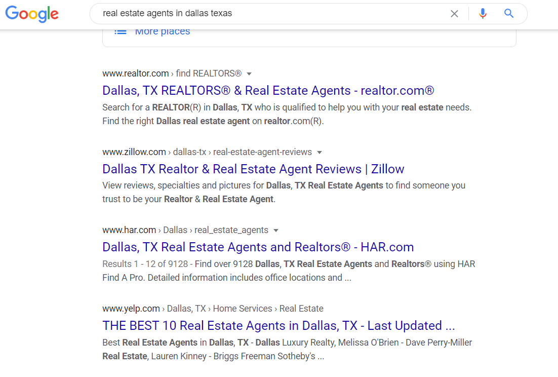 real estate agent website SEO