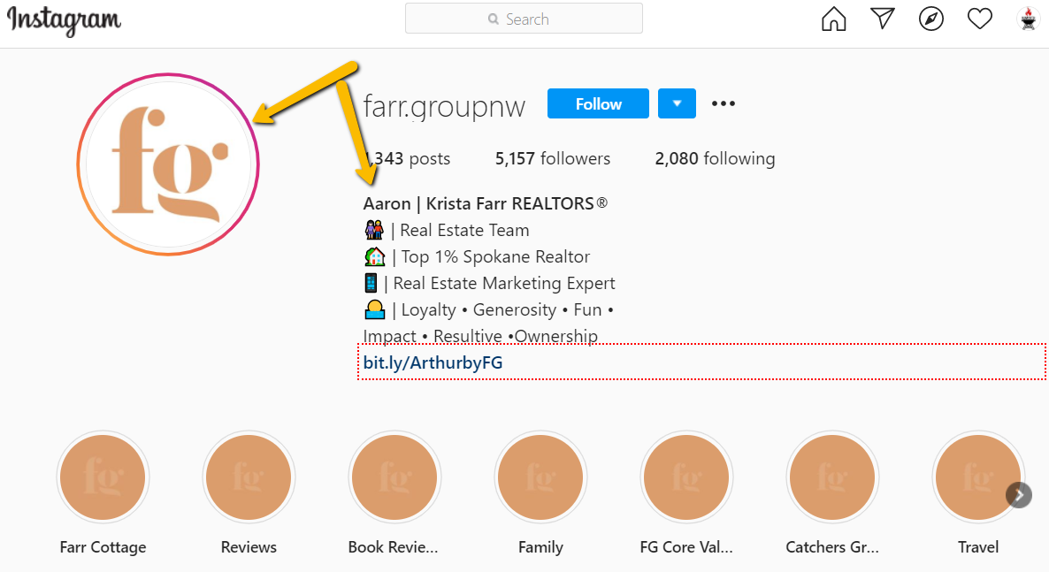 Instagram real estate profile