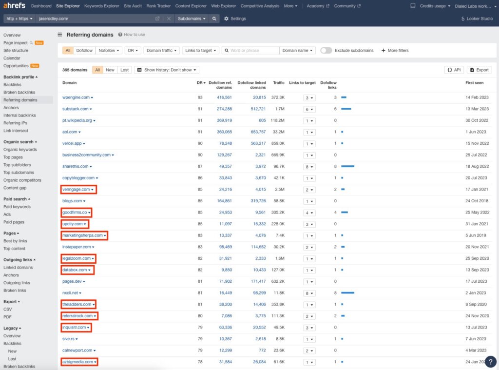jaserodley.com's HARO backlinks