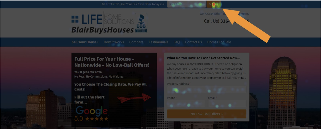 Carrot lead generation banner heatmap
