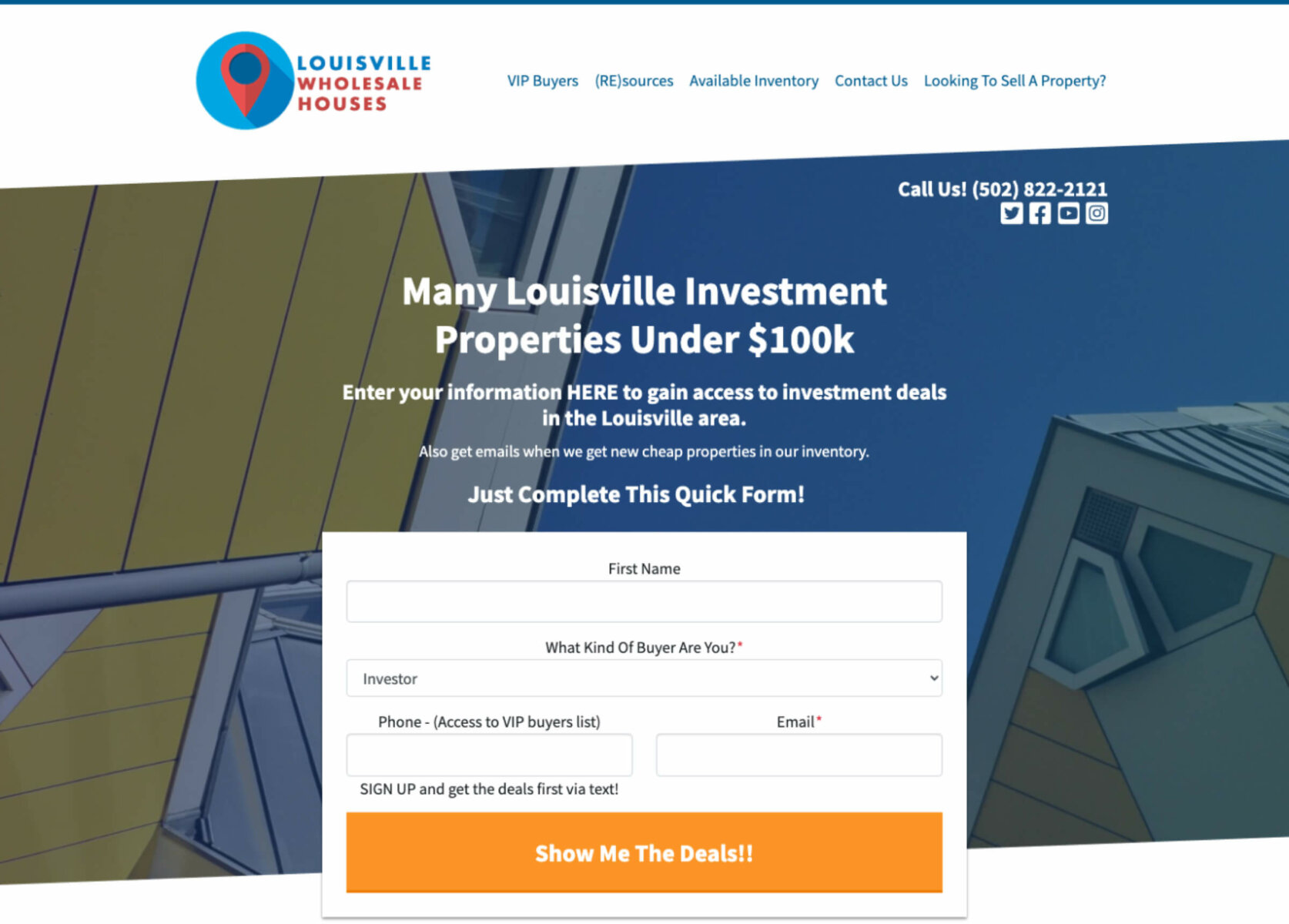 Louisville Wholesale Houses homepage