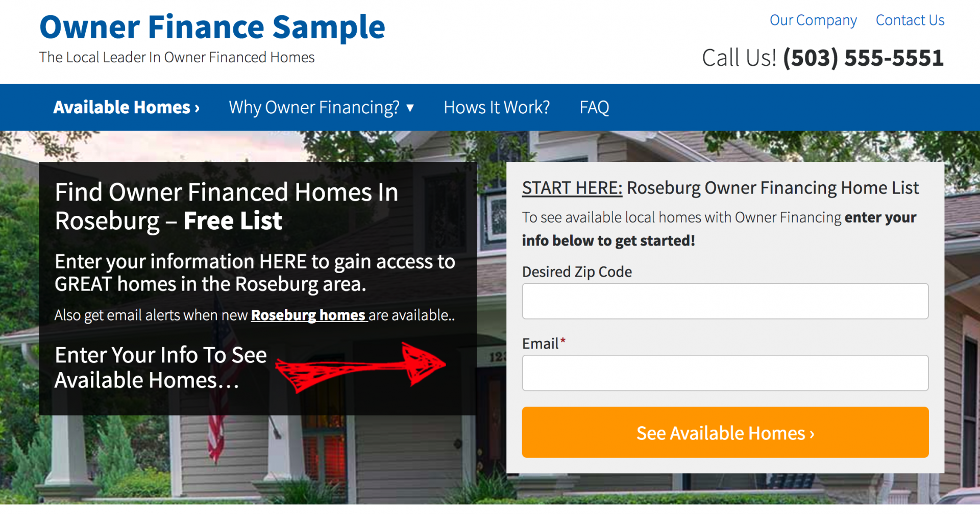 owner financing websites homepage