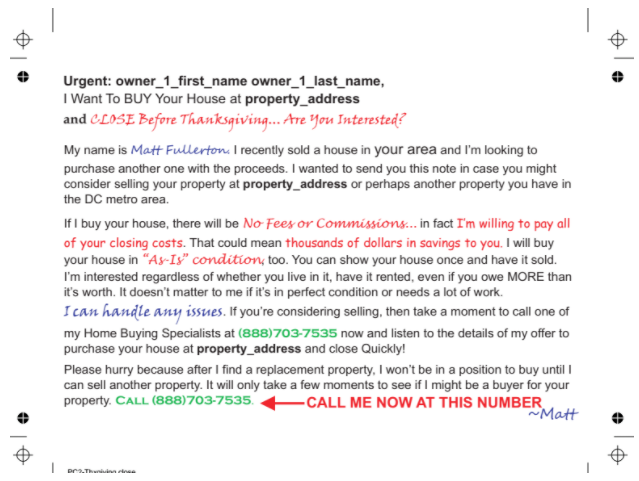 real estate investor direct mail letter