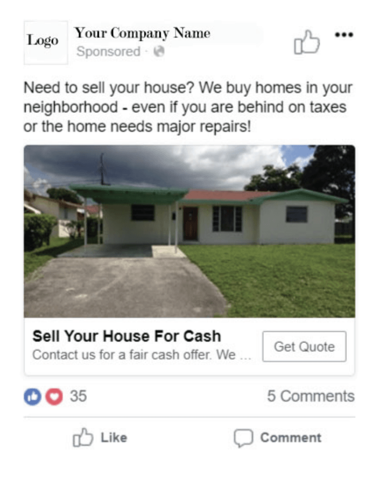 real estate Facebook ads example