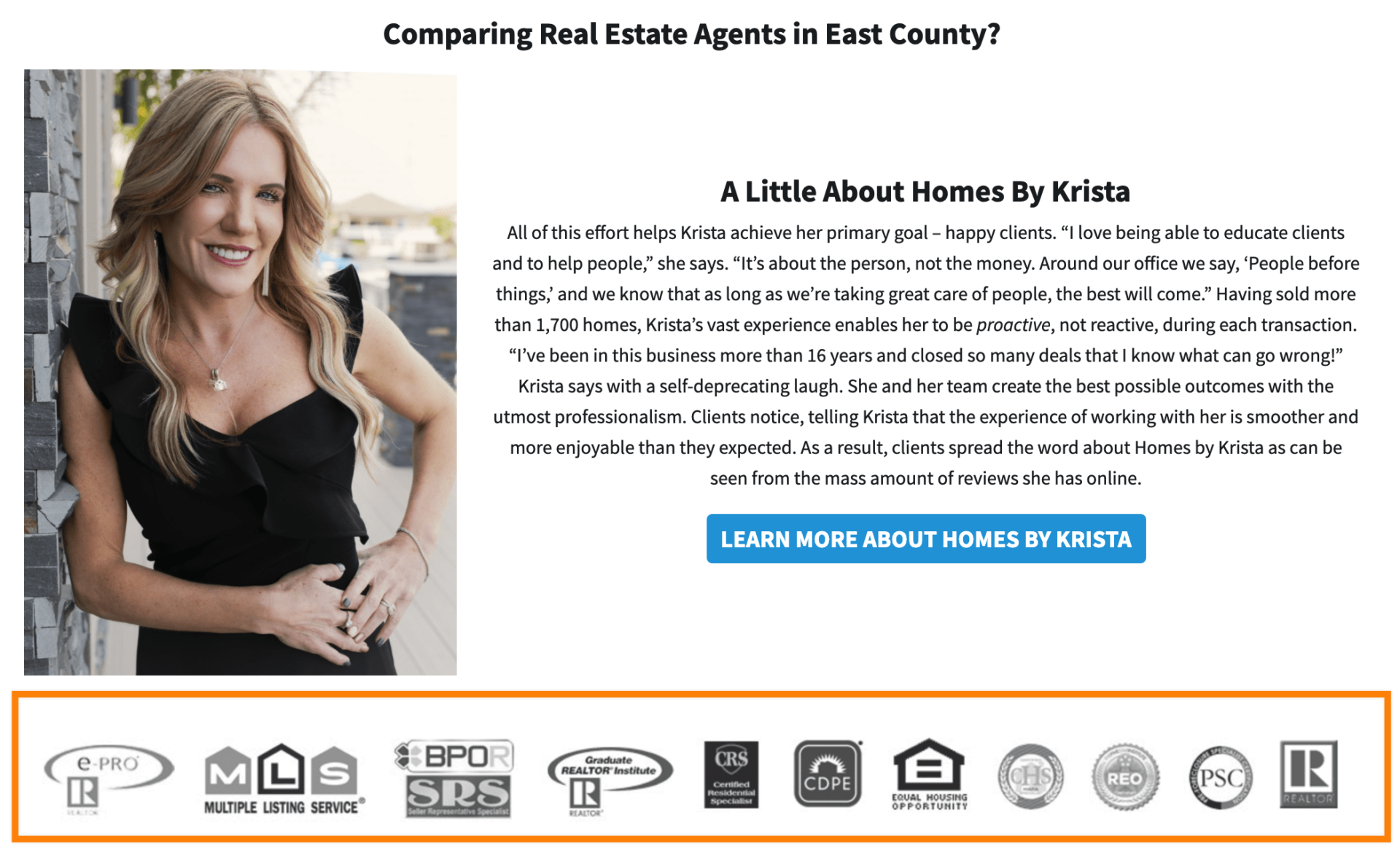 real estate agent website credibility