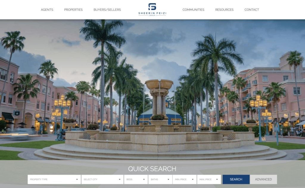 real estate agent website menu bar