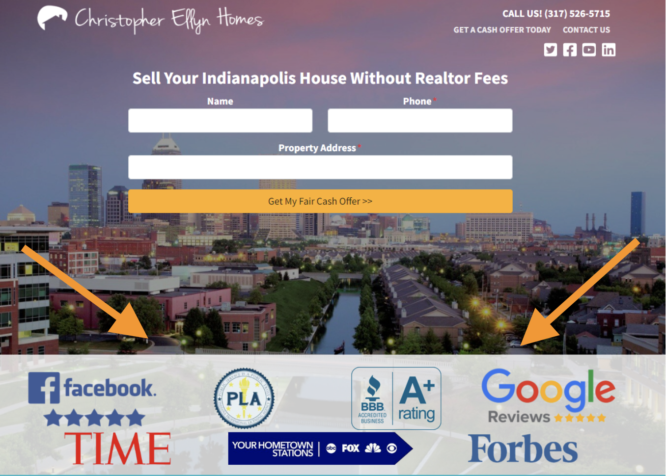 real estate investor website credibility bar