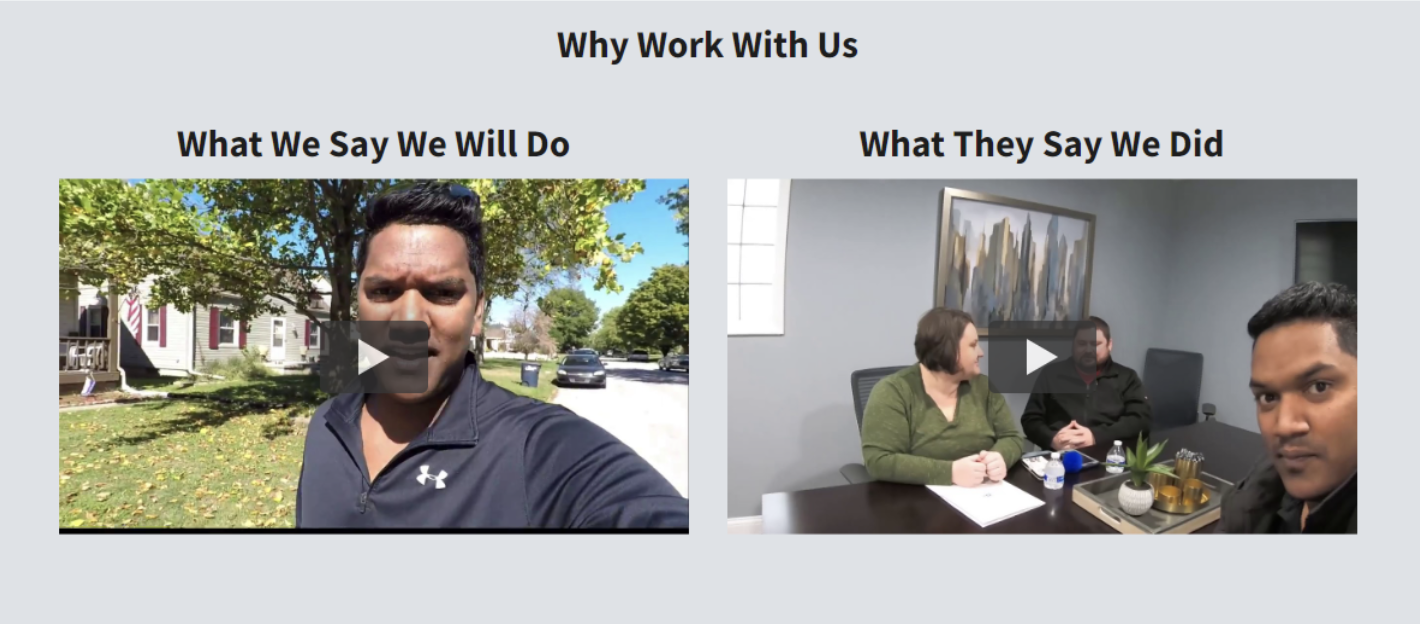 real estate investor website testimonials section