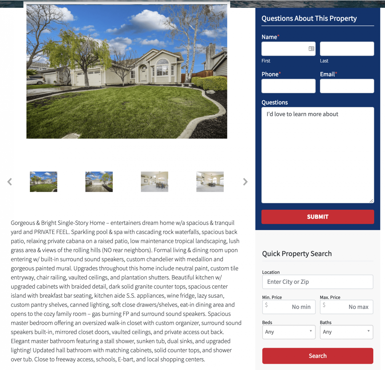 real estate website property descriptions