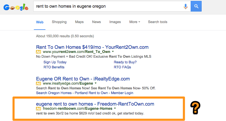 ppc marketing ad copy call to action example real estate
