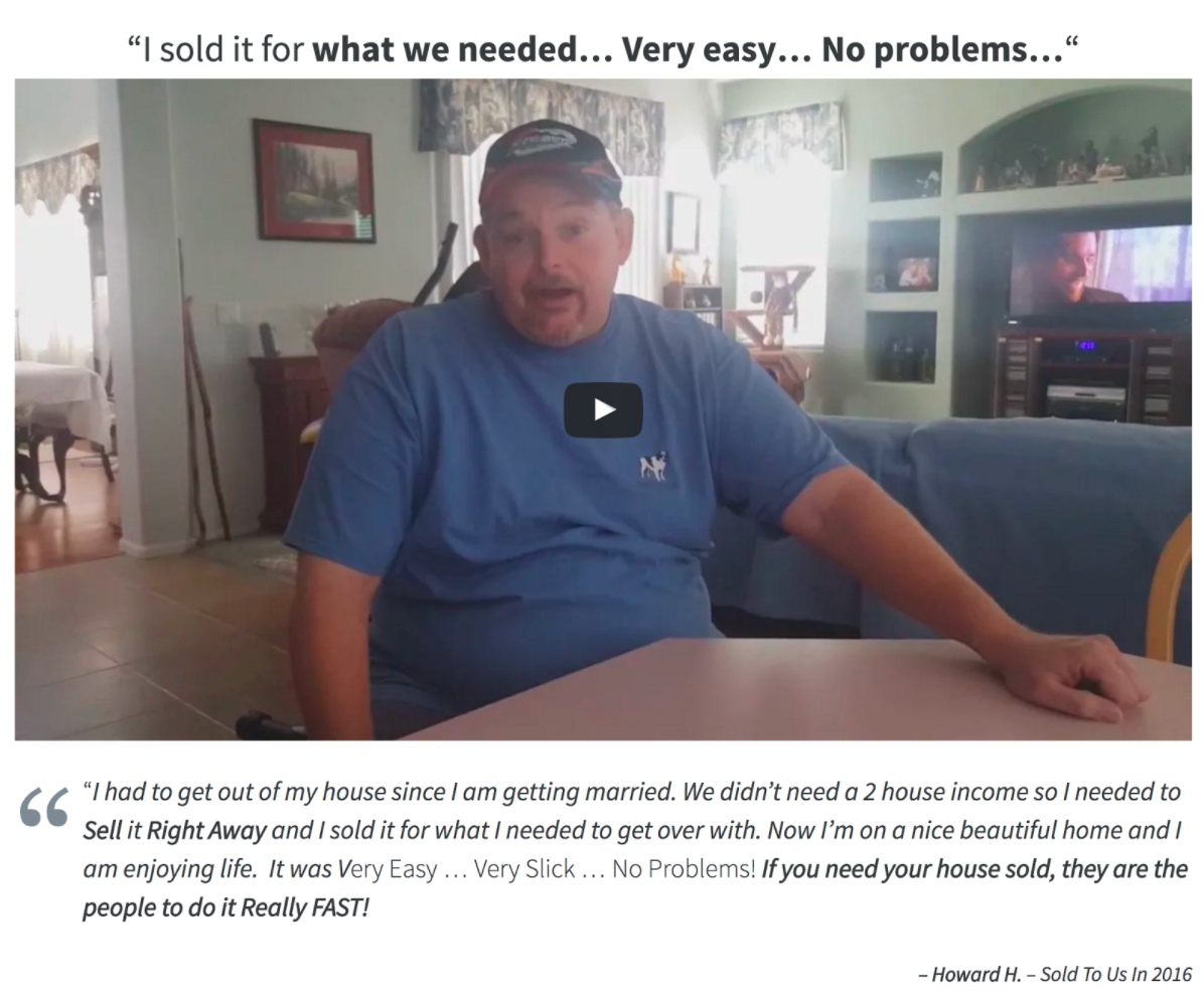 real estate investor website testimonial
