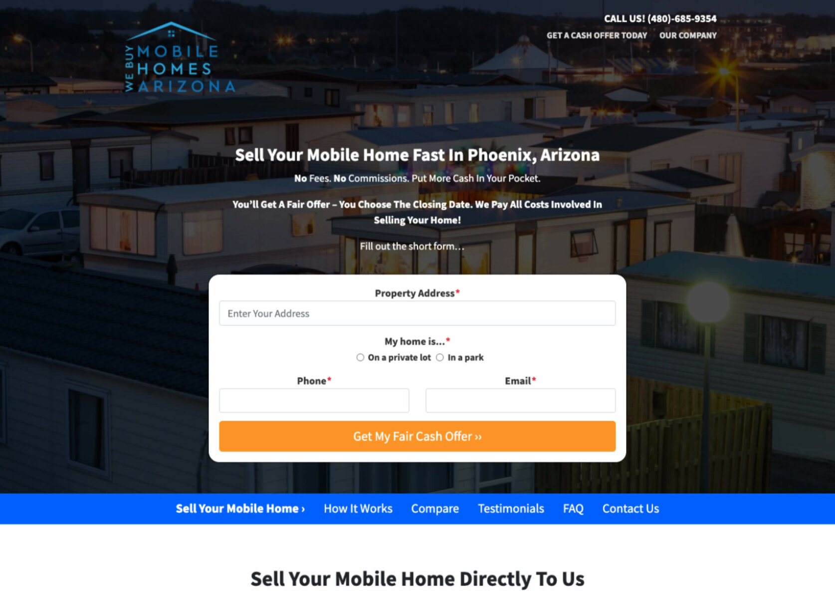 Sell my Mobile Home Phoenix AZ homepage