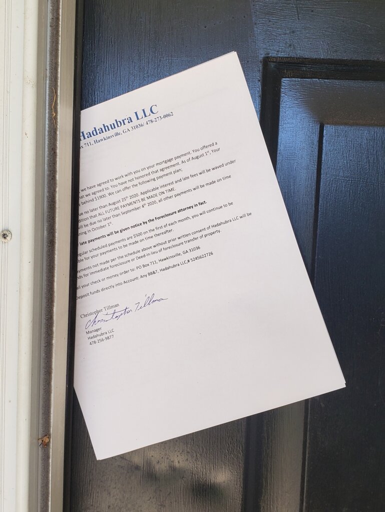 Surrendering house keys after deed in lieu agreement in Georgia.