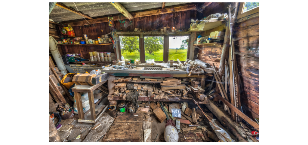 rugged house full of old items