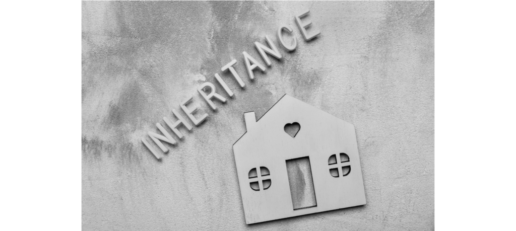 a house with the word inheritance hanging over it