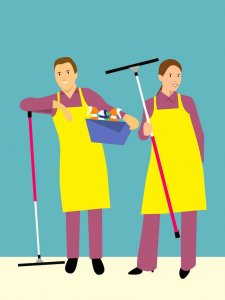 Professionals cleaning hoarder house