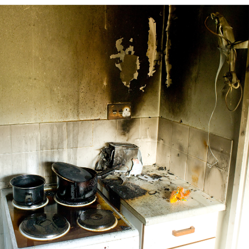 Kitchen damaged by fire in the North East of England