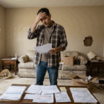 Landlord standing in damaged rental property in Baton Rouge dealing with bad tenants