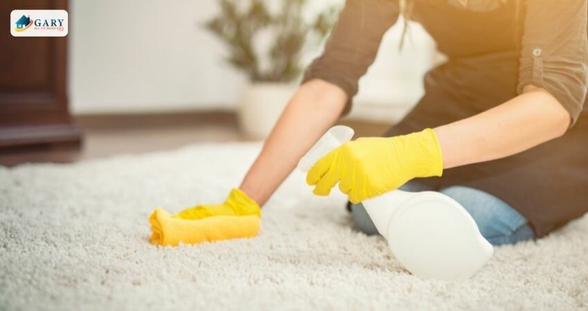 woman deep cleaning carpet to increase home value