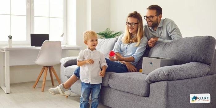 Happy family staying at home
