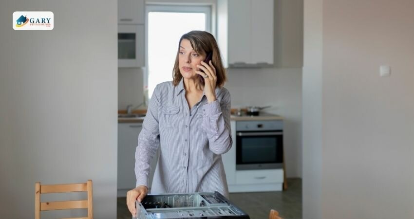 A woman calling the home owners insurance