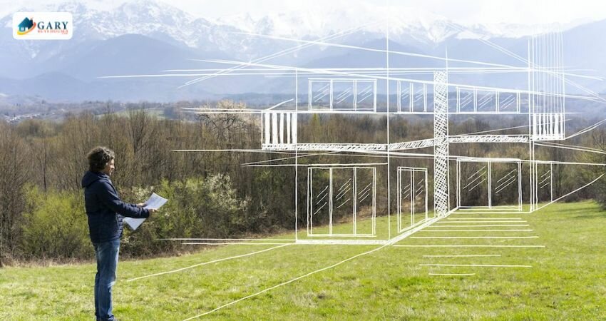 How to Buy land in Utah a picture of a woman reading blueprint plat map