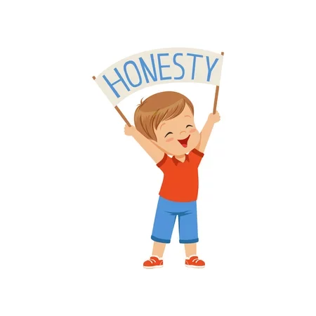 boy holding honesty sign