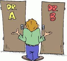 image of a man in front of two doors, labeled A and B.