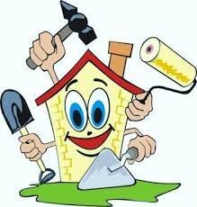 A house, with hands, holding all kinds of tools representing that the house needs repairs