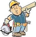 a repair man, with tools, holding some wood referring to no repairs needed